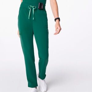 Figs High Waisted Yola Skinny Scrub Pants Hunter Green